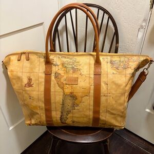 ALVIERO MARTINI 1A CLASSE Geo Map Weekender Duffle Travel Bag Italy